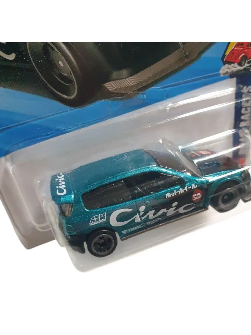 Hot Wheels Drag Racers Honda Civic Custom Teal Black Diecast Car 159/250 8/10